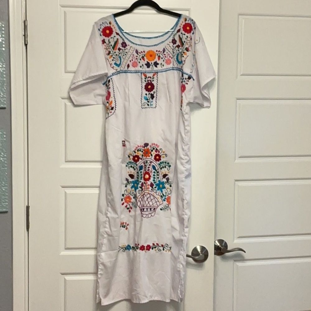 Embroidered White Dress